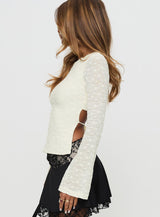 Shellee Long Sleeve Tie Back Top Cream