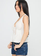 Zaylenna Lace Pleated Top White