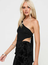 Diya One Shoulder Top Black