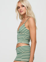 Miztaray Cami Top Green / Cream Stripe