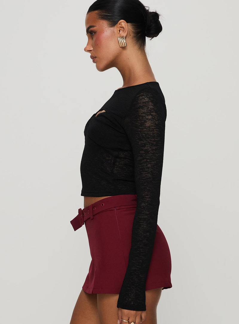 Sandrine Twist Long Sleeve Top Black