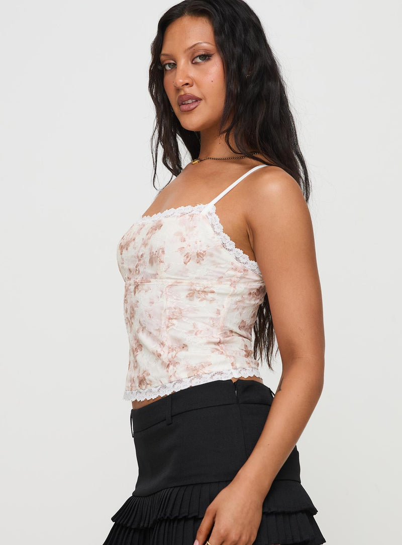 Zachariah Cami Top White Floral