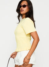 Maybe Tomorrow Ruched Top Lemon