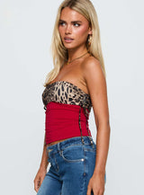 Wild Encore Strapless Top Red / Leopard