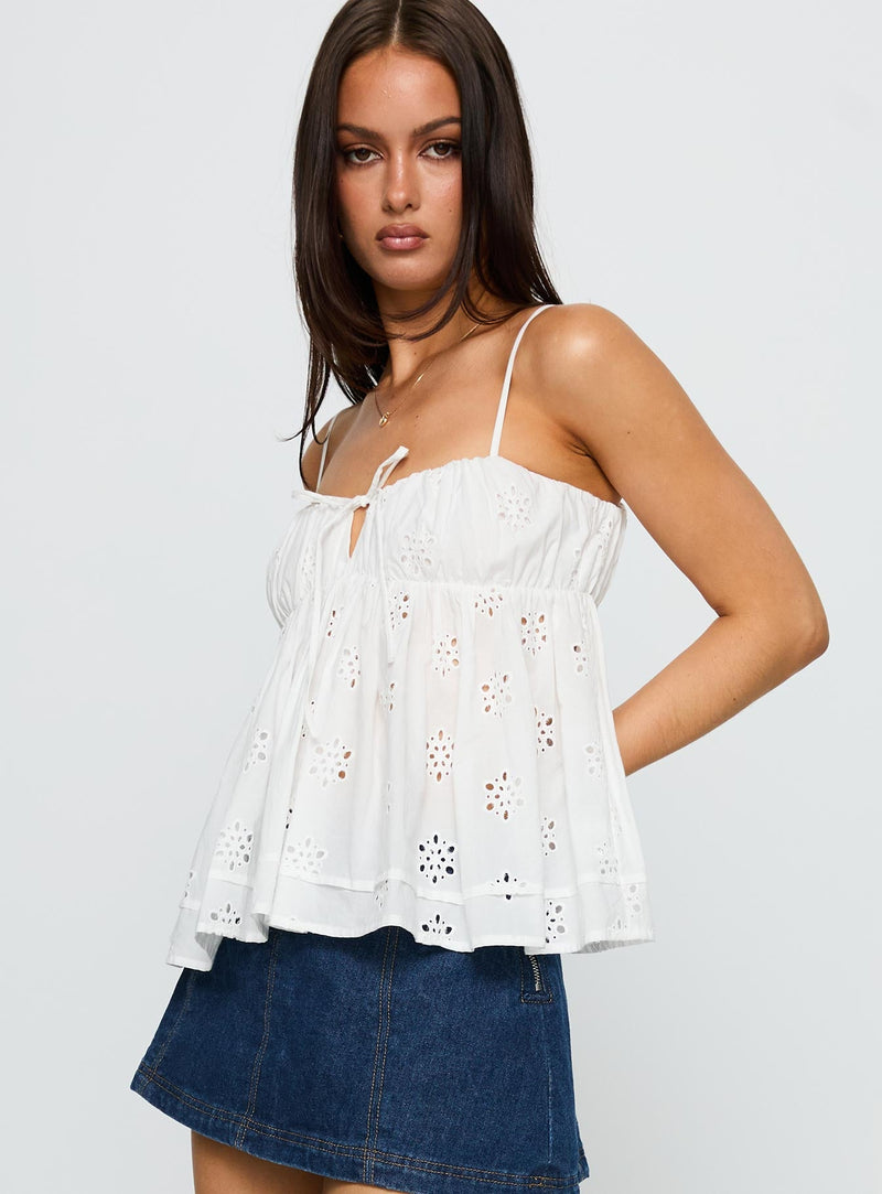 Moving Forward Tie Detail Top White