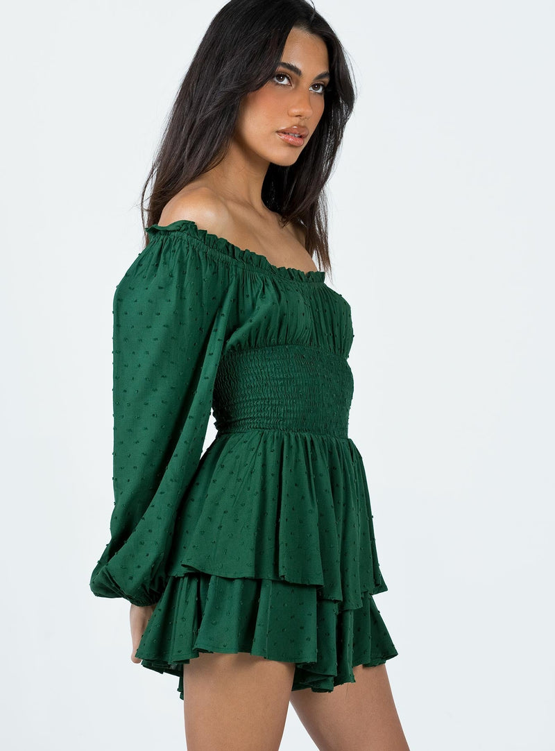 The Love Galore Long Sleeve Romper Green