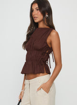 Endless Summers Tie Side Top Chocolate
