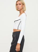 Maidenwell Contrast Long Sleeve Top White