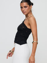 Sensua One Shoulder Top Black