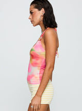 Roller Coaster Bead Detail Top Multi Floral