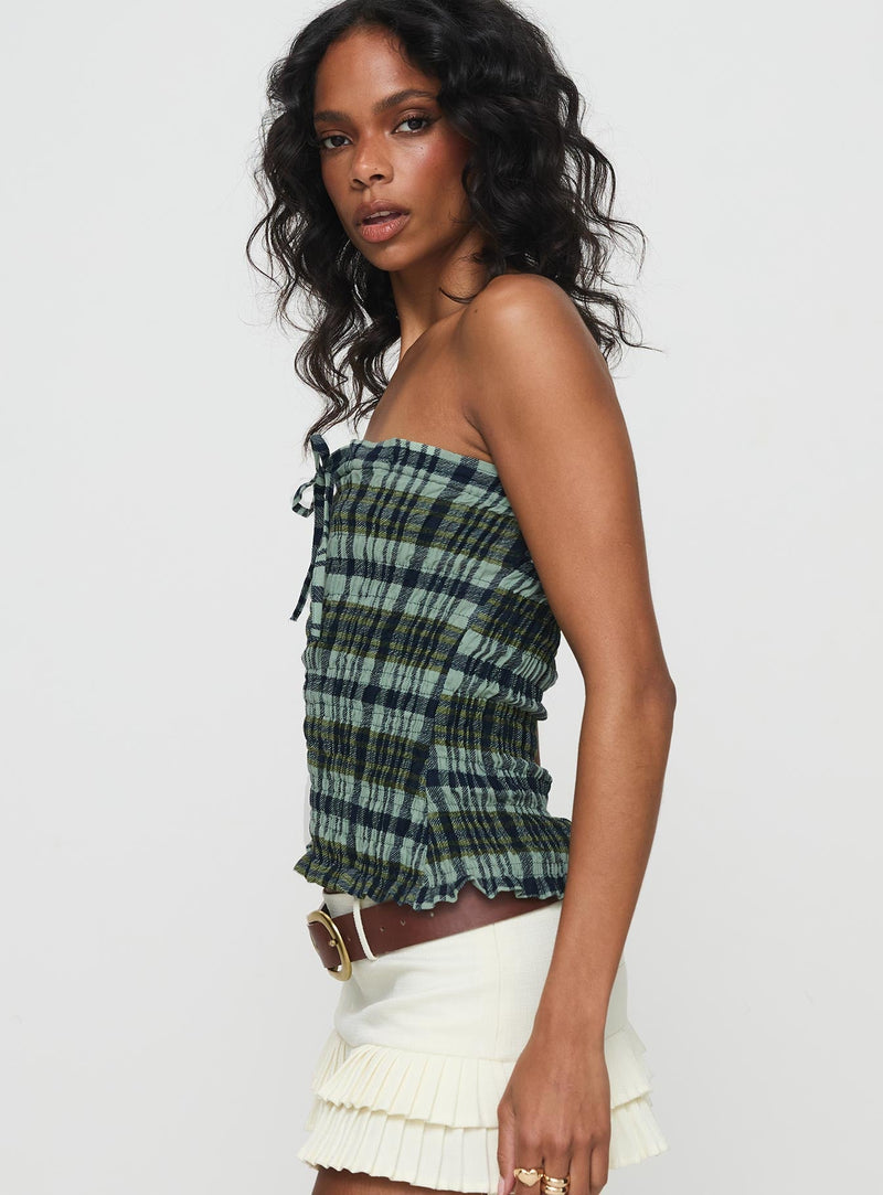 Rigia Top Mono Check Green