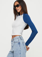 Markey Long Sleeve Top White / Blue