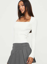 Gleeson Square Neck Long Sleeve Top White