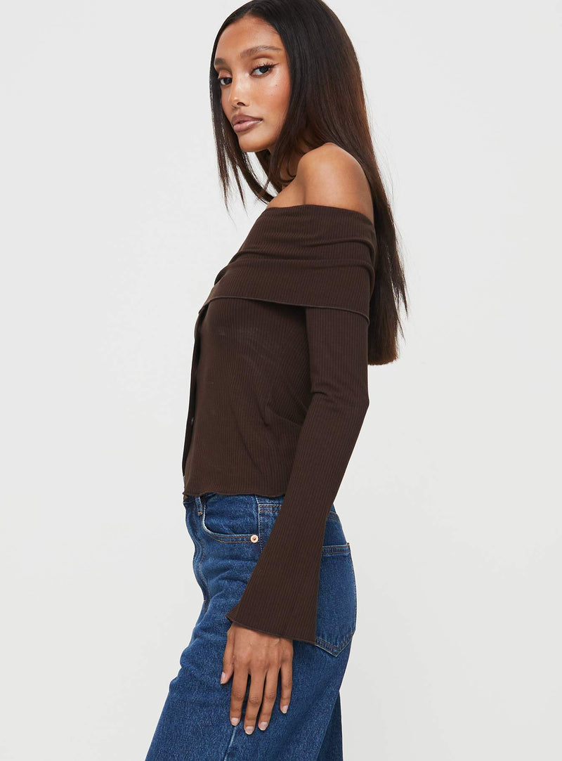 Parveen Off The Shoulder Top Brown