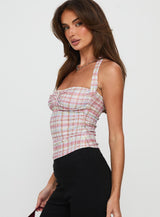 Isabetta Halter Top Pink Check