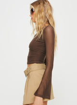 Lukea Long Sleeve Top Brown