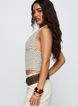 Whimsy Halter Top Chocolate / White Stripe