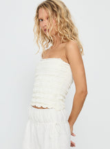 Jullian Strapless Textured Top Ivory