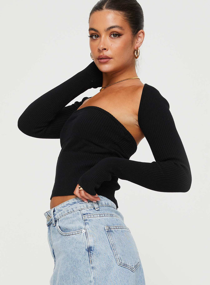 Siillato Knit Top Black