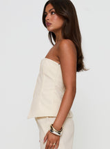Lavish Living Strapless Top Cream Petite