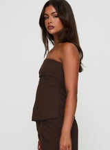 Irresistible Strapless Top Chocolate Petite