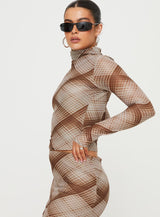 Another Dreamer Long Sleeve Top Brown Check