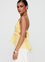 Blondelle Frill Detail Top Yellow