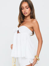 Estellar Strapless Tie Detail Top White