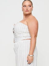 Freddle Strapless Top White Stripe Curve