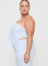 Collied Asymmetric Top Blue / White Stripe Curve