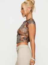 Tied In Short Sleeve Top Leopard