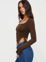 Take Me On Long Sleeve Top Brown