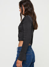 Watch Me Long Sleeve Top Black
