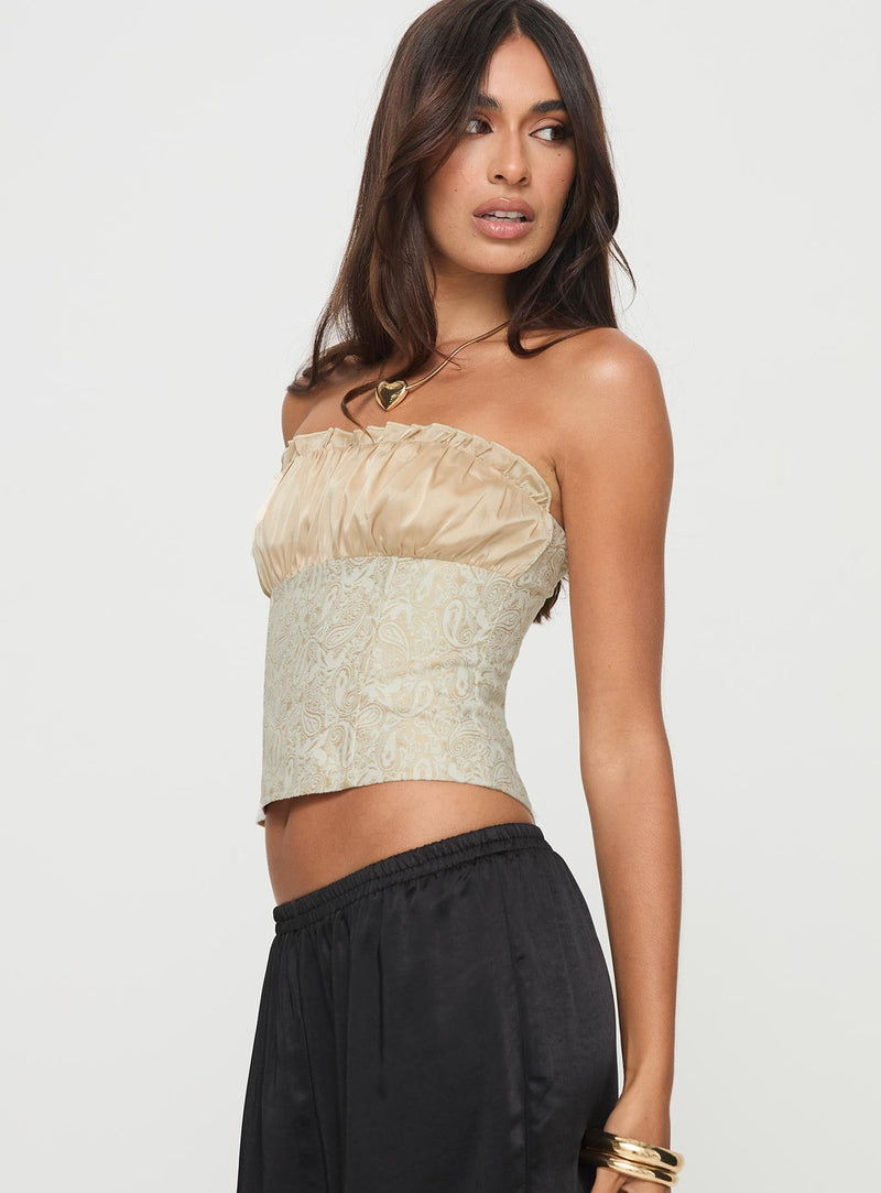 Fire For You Strapless Top Gold