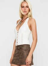 Vayda Halter Top White