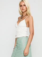 Clued In Frill Detail Top White