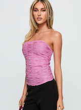 Star Quality Strapless Ruched Top Pink