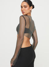 Kastro Long Sleeve Mesh Top Black