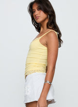 Falling Through Lace Detail Top Lemon