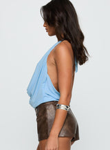 Carefree Days Cowl Neck Top Blue