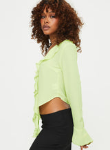 Astred Ruffle Long Sleeve Top Green