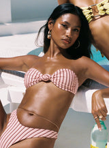 Tamrali Bandeau Bikini Top Pale Pink Stripe