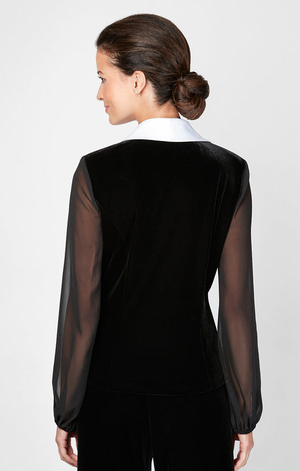 Petite Stretch Velvet Side Button Blouse