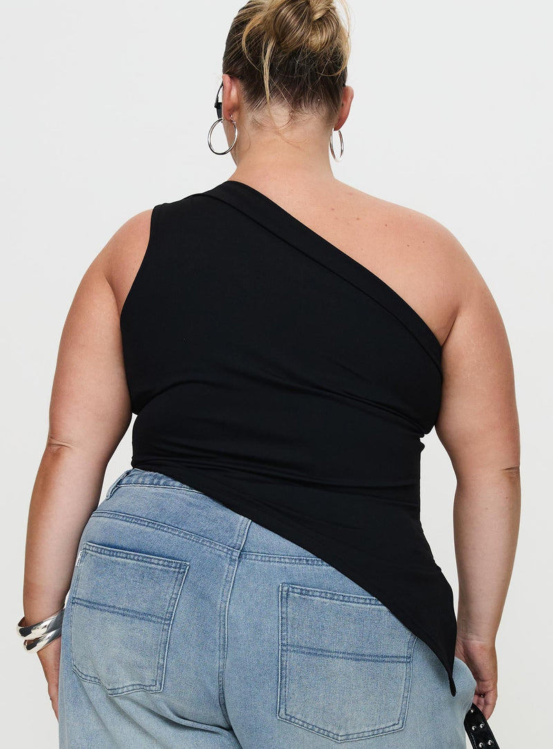 Lunah One Shoulder Top Black Curve