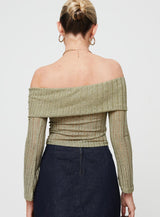 Vosti Off The Shoulder Top Olive