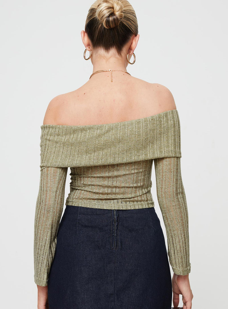 Vosti Off The Shoulder Top Olive