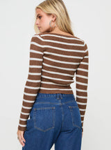 Devis Long Sleeve Top Brown / White