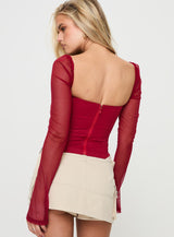 Mendi Long Sleeve Top Red