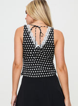 Wondering Top Black Polka Dot