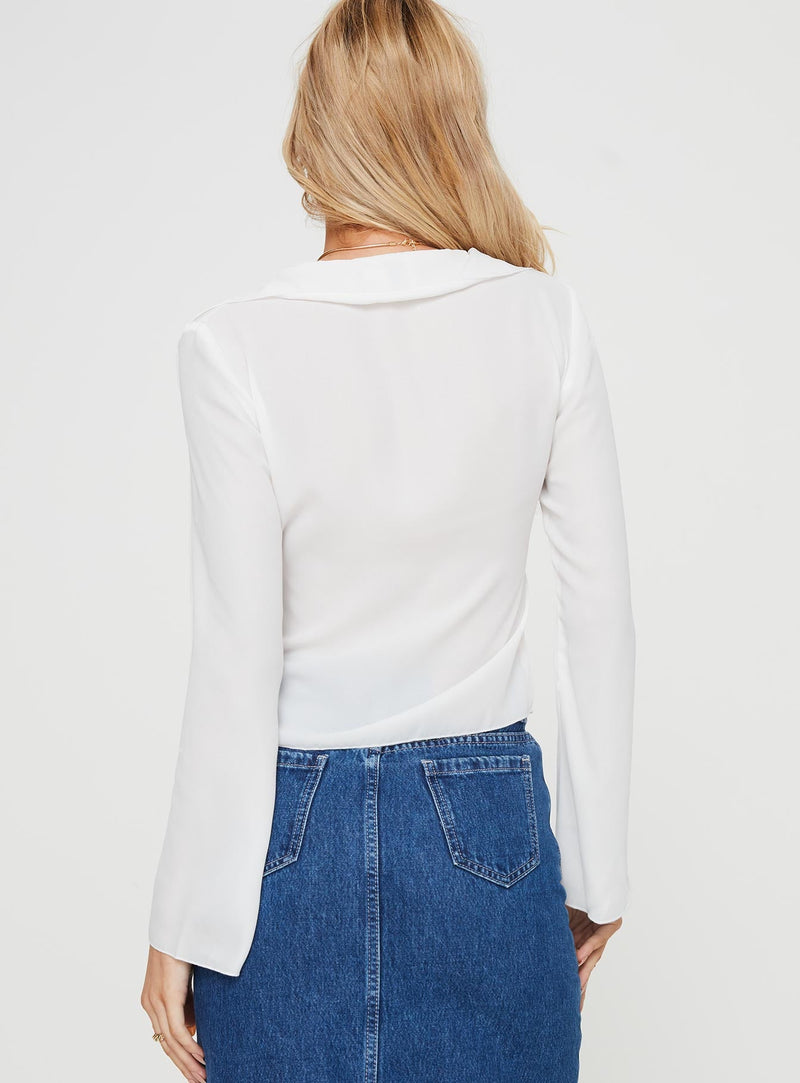 Frelle Long Sleeve Tie Top White